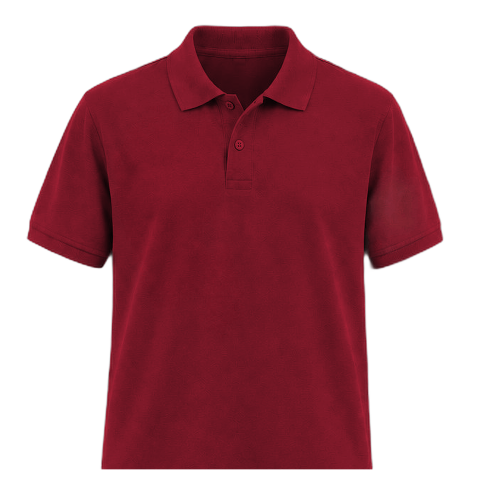 Polo Yaka Tişört (Bordo) — Şeffaf Stüdyo Kadrajı